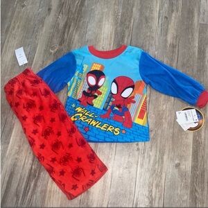 New AME Sleepwear Marvel Spider Man Fleece 2-Piece Pajama Set Size 2T